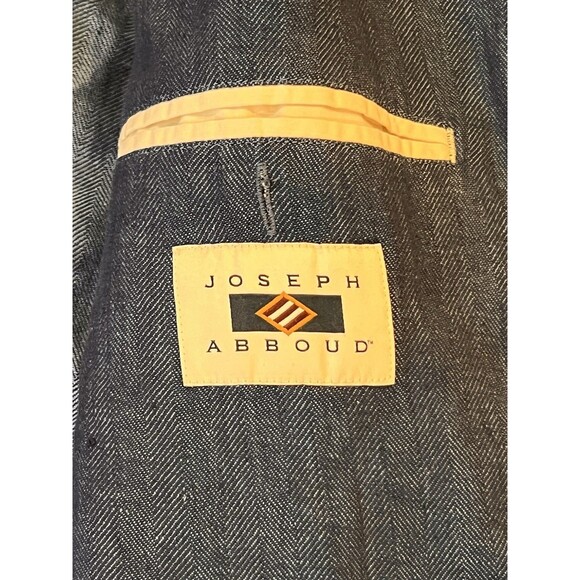 NWT JOSEPH ABBOUD Military Jacket HERRINGBONE Men XL Blue LINEN Zip Button - Picture 7 of 16